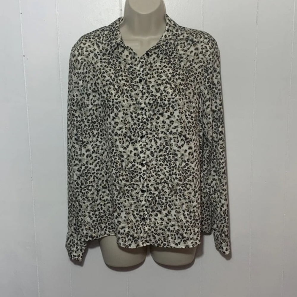 Primark‎ Cheetah Animal Print Button Front Long Sleeve Blouse Size 8 NWT
